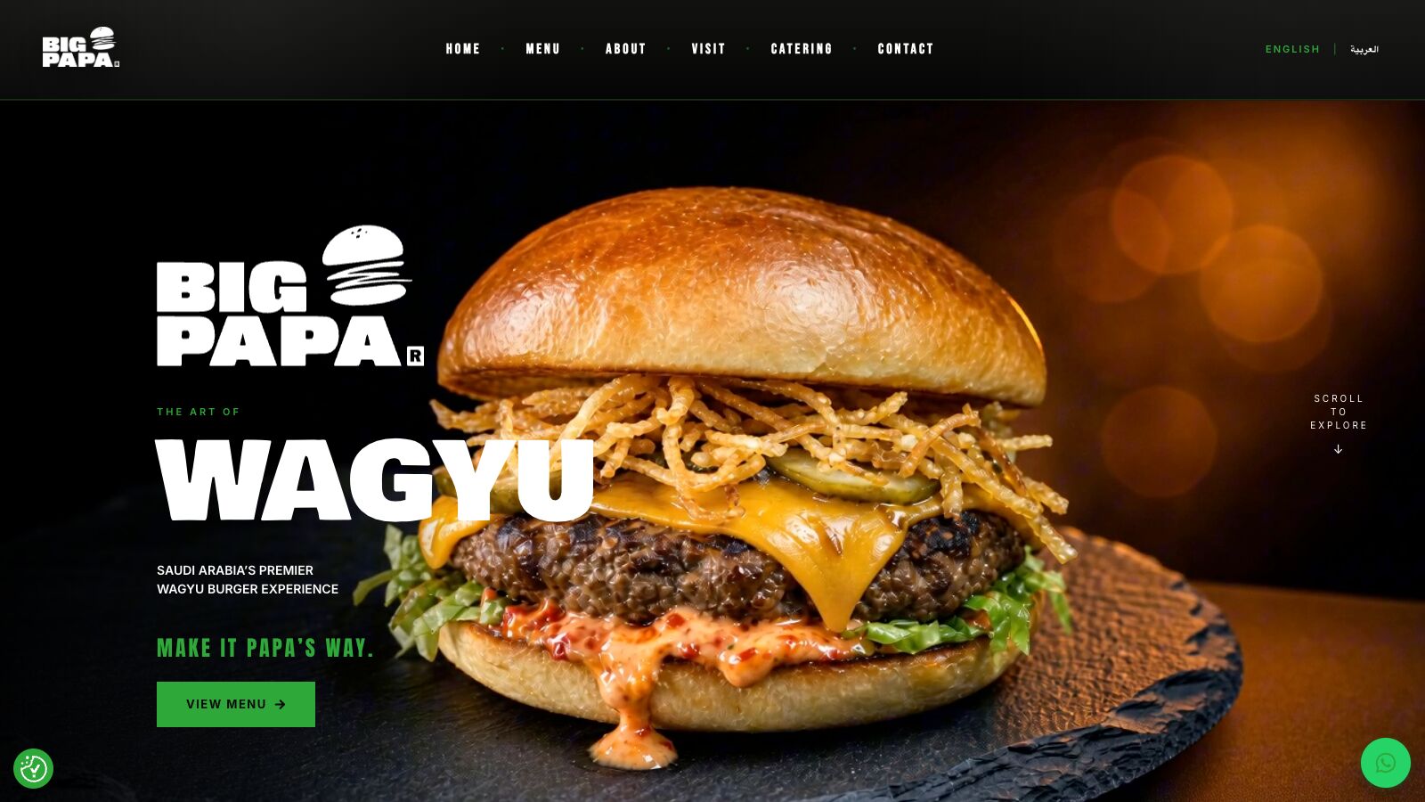 Big Papa website homepage
