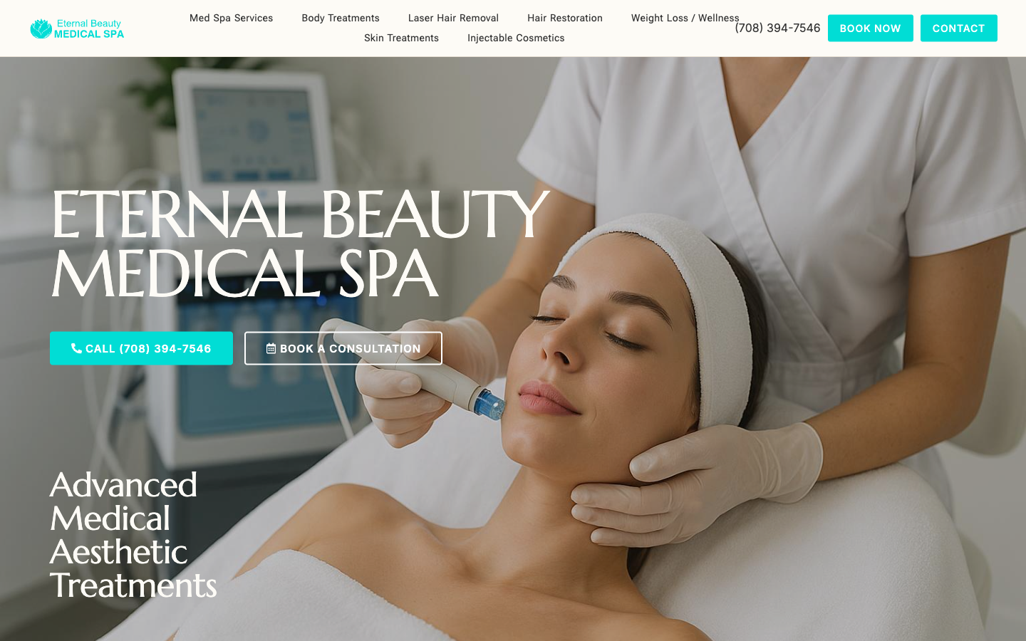 Eternal Beauty Medical Spa website screenshot