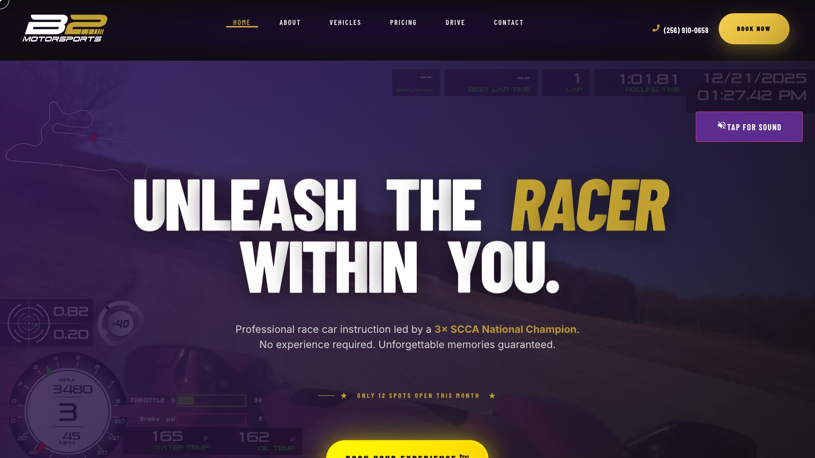 Purple Pack Racing website homepage